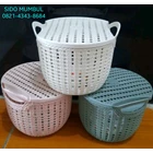 Fruit Round Plastic Basket With Lid 1