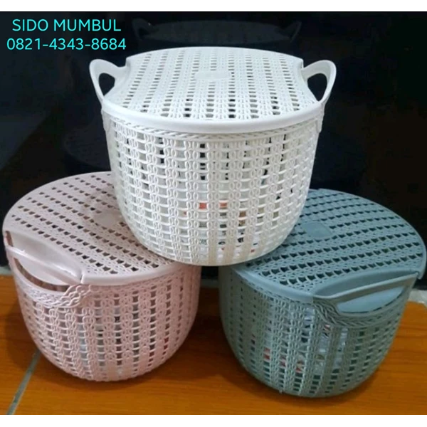 Fruit Round Plastic Basket With Lid