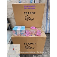 Tea Pot Set Kaca Saringan