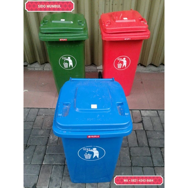Tong Gerobak Sampah Bulat Segi Roda Plastik Taman Luar Ruangan Lion Star Maspion Green Leaf