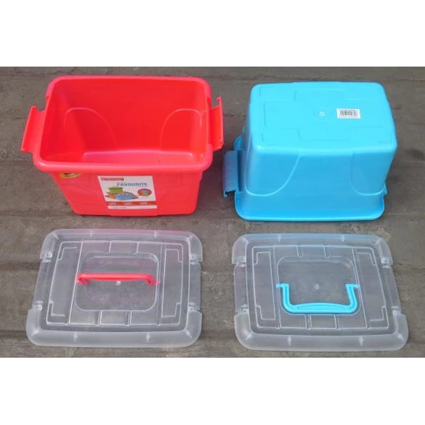 Favourite Container Box Plastik Kotak Warna Tutup Transparan Dengan Handle Maspion