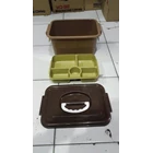 Toples Lunch Box Kotak Makan Sekat Samir Tutup Gagang Plastik 1