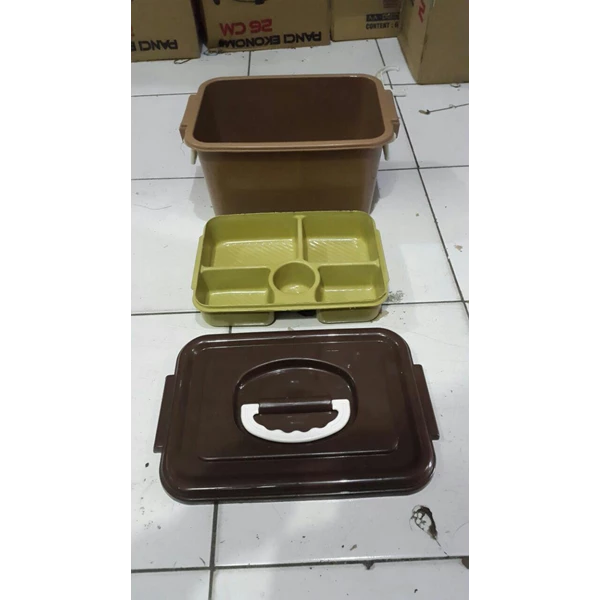 Toples Lunch Box Kotak Makan Sekat Samir Tutup Gagang Plastik