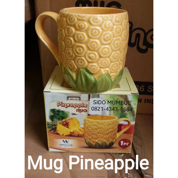 Mug Cangkir Nanas Pineapple Keramik Tanpa Tutup