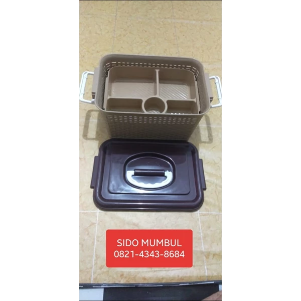 Keranjang Makanan Lunch Box Tutup Samir Sekat Cappucino
