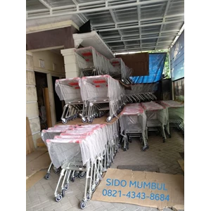 Stainless Steel Supermarket Push Shopping Trolley