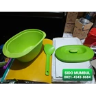 Oval Square Round Plastic Basin with Lid and Soup Spoon 3